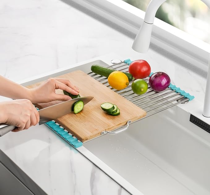 Tomorotec 17.7" x 12.5" Roll Up Dish Drying Rack Over Sink Drying Rack Sink - Image 7