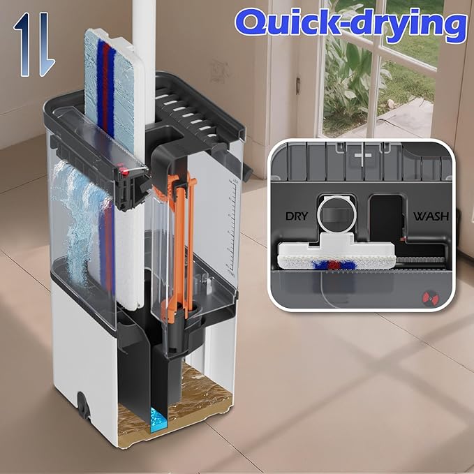 Mop and Bucket Set, Midyb Flat Mops and Bucket System - Image 3