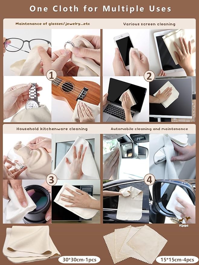 Glasses Cleaning Cloth Chamois Leather Natural Premium Cloth, Eye Glass Clean - Image 4
