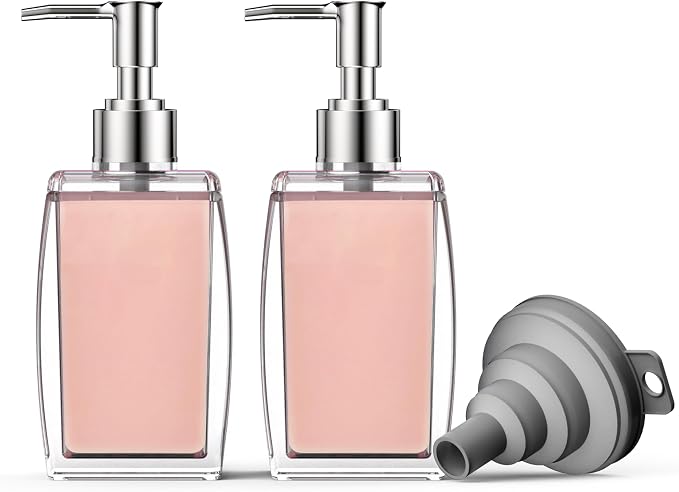 Pink Soap Dispenser with Refillable Plastic Pump by Unknown