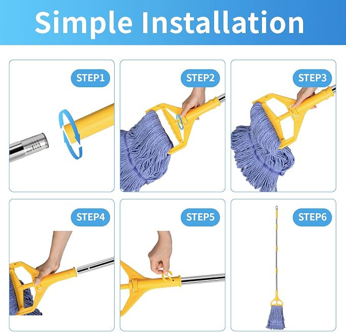 Commercial Mop with Extra Head Replacement, 63Inch Handle Heavy Duty Industrial - Image 7