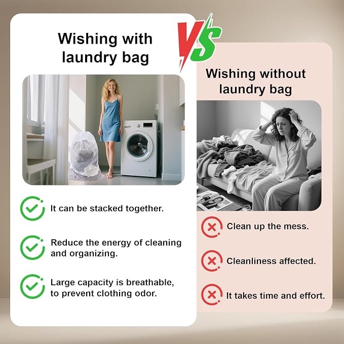 10-Pack Mesh Laundry Bags, 24 × 36 Inch Heavy-Duty Drawstring Mesh Bag Set – - Image 4