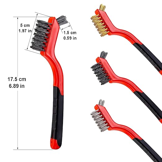 6Pcs Mini Wire Brush Set, Stainless Steel/Brass/Nylon Bristles Wire Brushes - Image 3