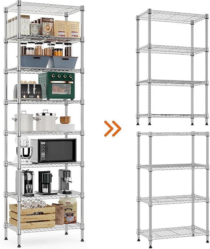 8 Tier 2000 lbs Storage Rack Metal Wire Shelving Unit, Storage Standing Shelf - Image 4