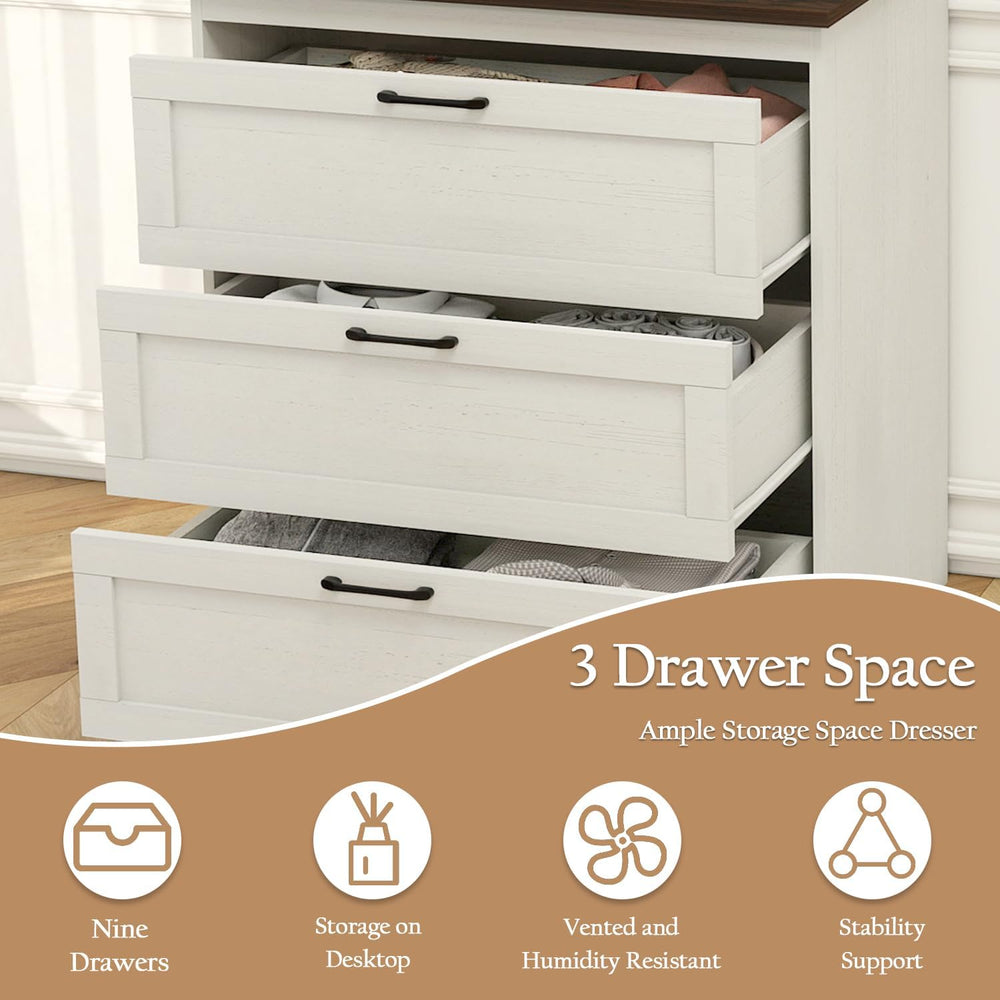 Vikiullf Small Dressers, Wooden 3 Drawer Dresser for Bedroom, Farmhouse Chest...