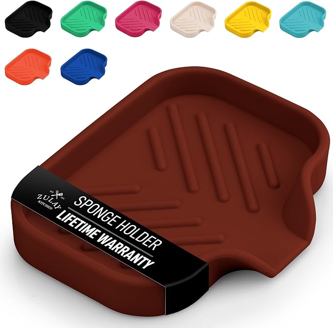 Zulay Kitchen Small Silicone Sponge Holder – Space-Saving Sink Organizer Tray by ZulayKitchen