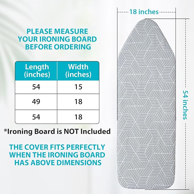Extra Wide Ironing Board Cover and Pad 18 x 54 inch Heat Reflective - Image 6