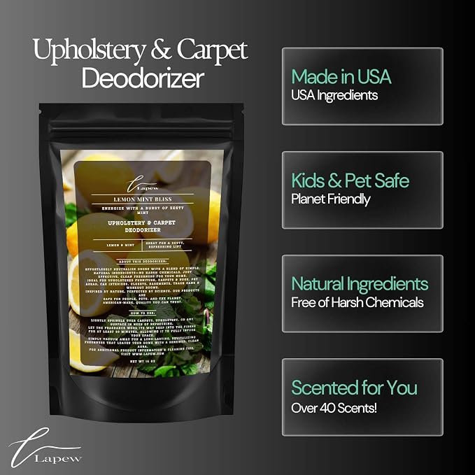 Lemon Mint Bliss Carpet Freshener Powder: Powerful Odor Eliminator - Image 6