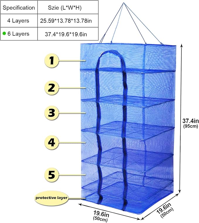 Drying Rack 6 Layers Folding Fish Mesh, Foldable Nylon Netting, Hanging Drying - Image 7