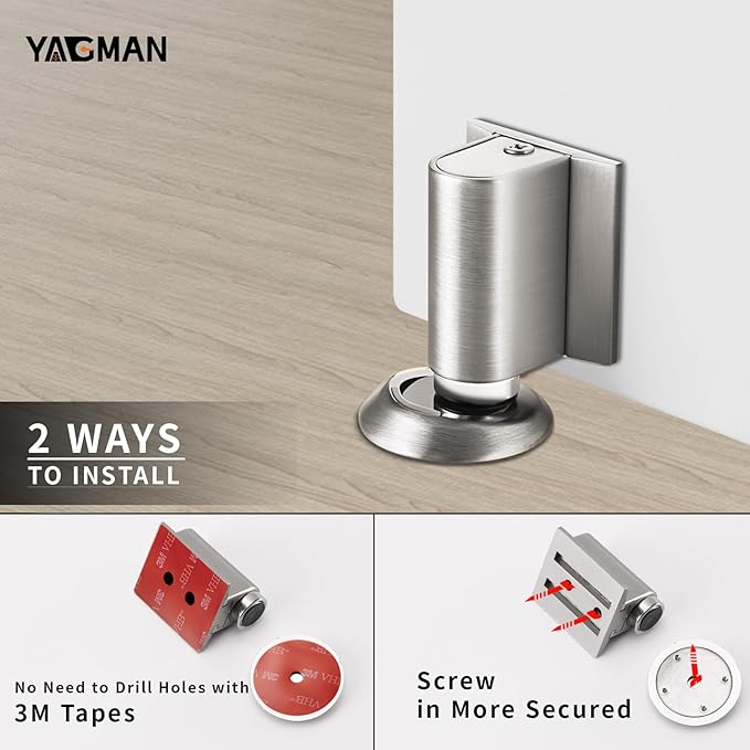 2 Pack Magnetic Door Stoppers Retractable Bottom of Door Holder No Drilling - Image 5