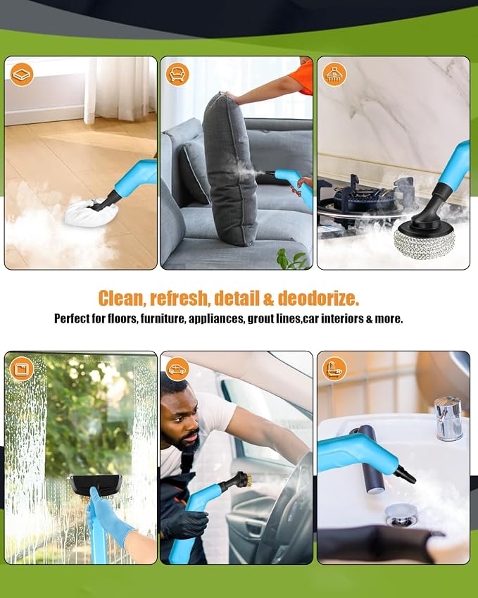 Handheld Steam Cleaner for Home, 10s Heat-Up/2.1 Qt Tank/4.5BAR High Pressure - Image 3