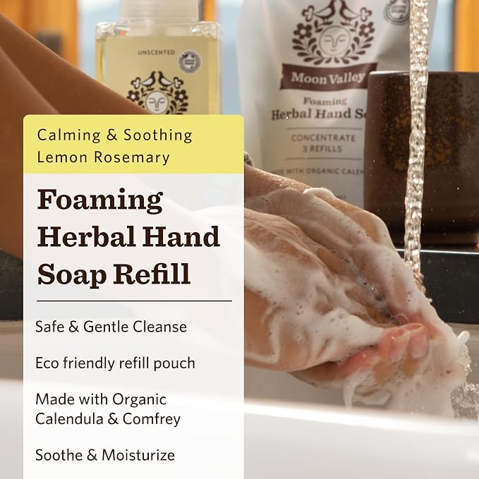Moon Valley Foaming Hand Soap Refill Pouch, Two-Pack Lemon Rosemary Soap - Image 2