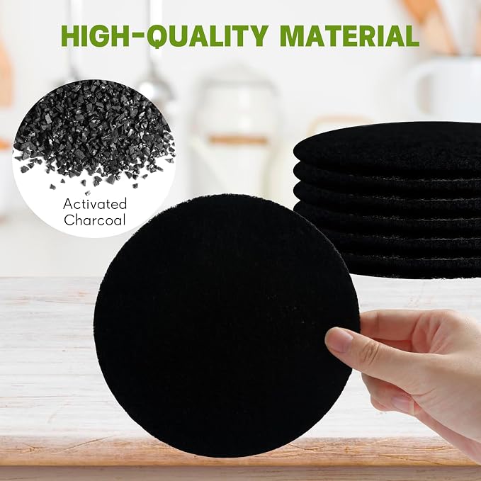 12 Pack - 6.7 Inch Round Compost Bin Charcoal Filters, Extra Thick Activated - Image 3