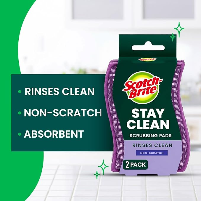 Scotch-Brite Stay Clean Scrubber Pads, Non-Scratch Dish Sponges - Image 5