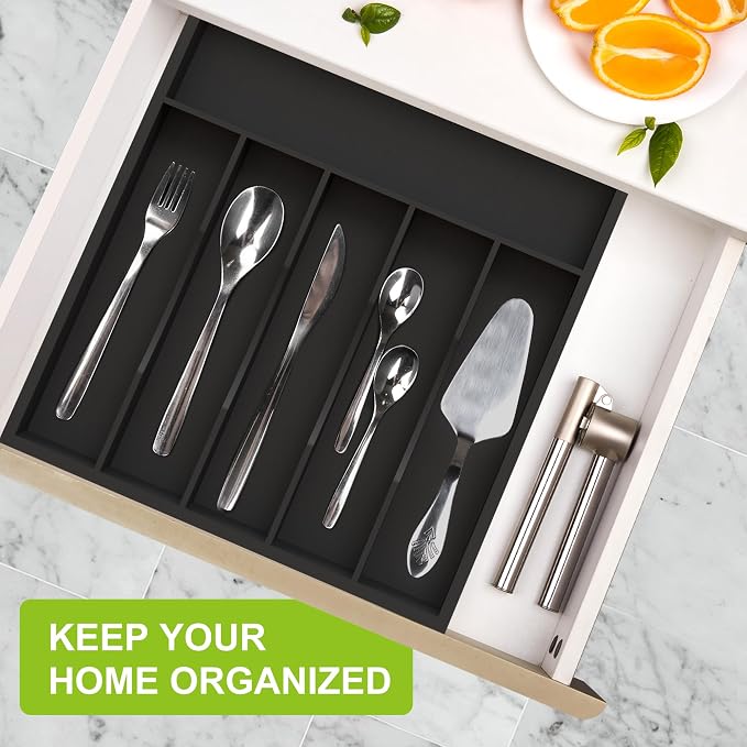 Sliverware Organizer, Bamboo Kitchen Drawer Organizer, Flatware Organizer Tray - Image 5