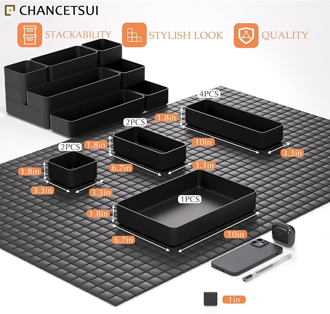 9 Pcs Stackable Drawer Organizer Trays Set, Desk Drawer Organizer Office. - Image 5