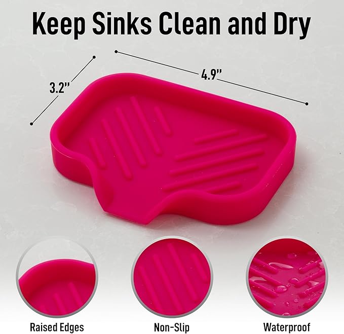 Zulay Kitchen Small Silicone Sponge Holder – Space-Saving Sink Organizer Tray - Image 4