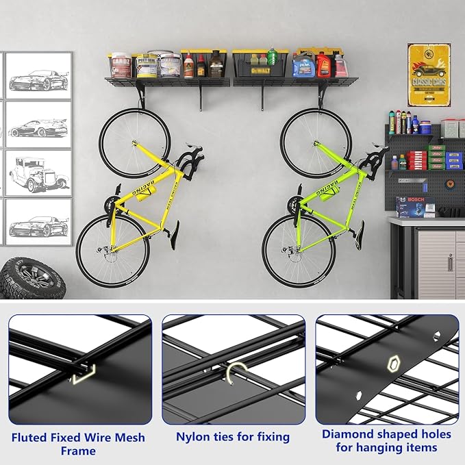 Heavy Duty Garage Wall Shelving, 2x6ft Wall Mounted Storage Shelves - Image 6
