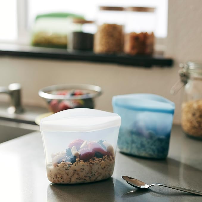 Stasher Premium Silicone Reusable Food Storage Bowl, Deep Ocean, Sous Vide - Image 2