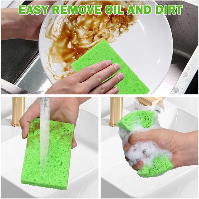 YoleShy 24 Pack Kitchen Sponges Natural Cellulose Compressed Sponges - Image 3