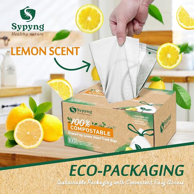 Compostable Kitchen Waste Trash Bags 1.6-2 Gallon Heavy Duty 100% Biodegradable - Image 2