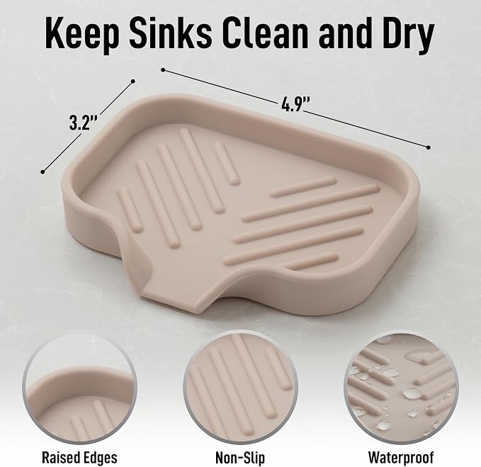 Zulay Kitchen Small Silicone Sponge Holder – Space-Saving Sink Organizer Tray - Image 4