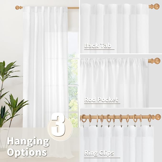 YoungsTex White Cafe Curtains 36 Inch Length - Image 6