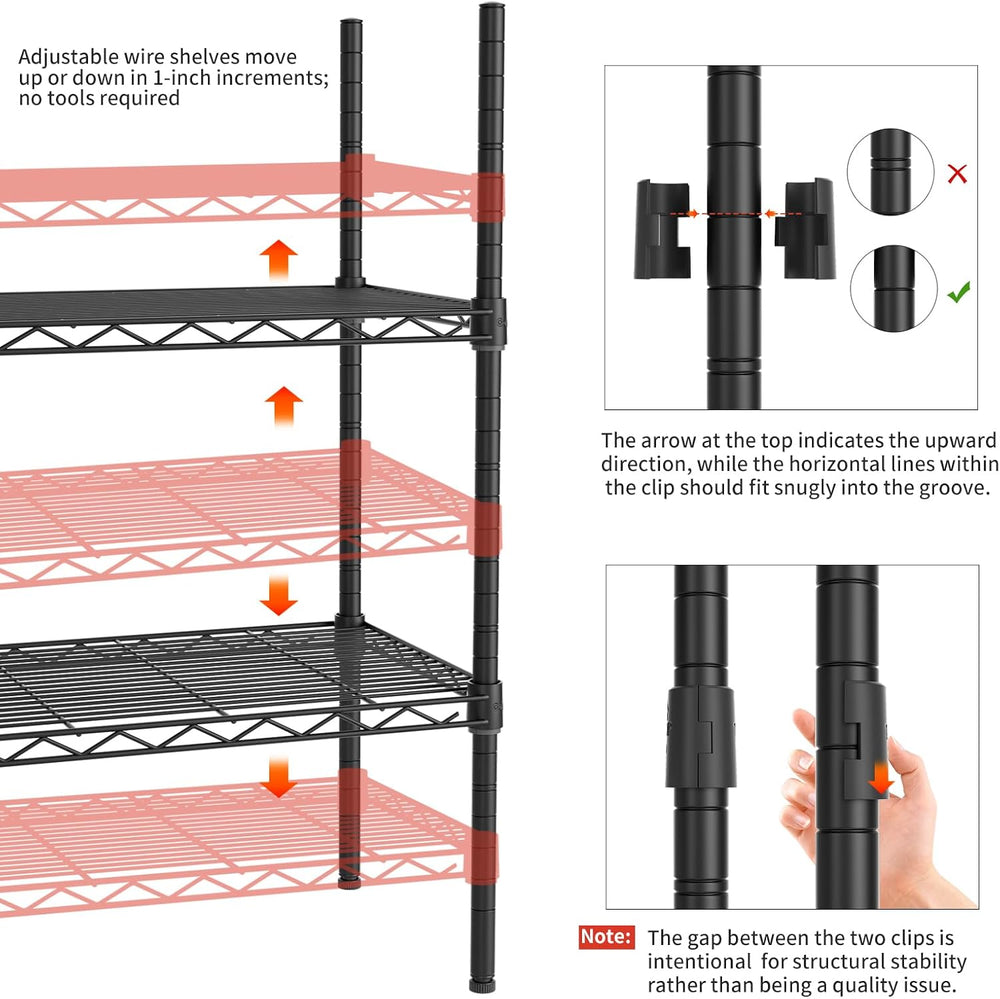 Golpart 4Tier Adjustable Storage Shelves Metal Wire Shelving Standing Shelf