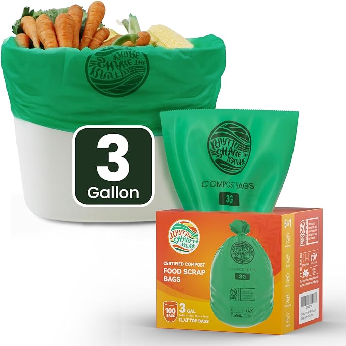 Compost Bags 3 Gallon, Compost Food Scrap Waste Bags Fits Countertop Bin by RAYTID