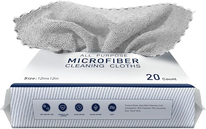 20Pack Microfiber Cleaning Cloth in Bag, Lint Free, Scratch & Streak-Free Cloth by Unknown