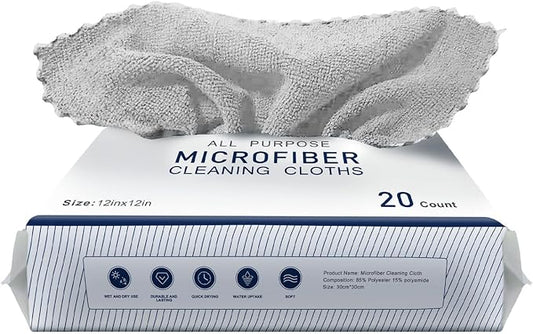 20Pack Microfiber Cleaning Cloth in Bag, Lint Free, Scratch & Streak-Free Cloth by Unknown