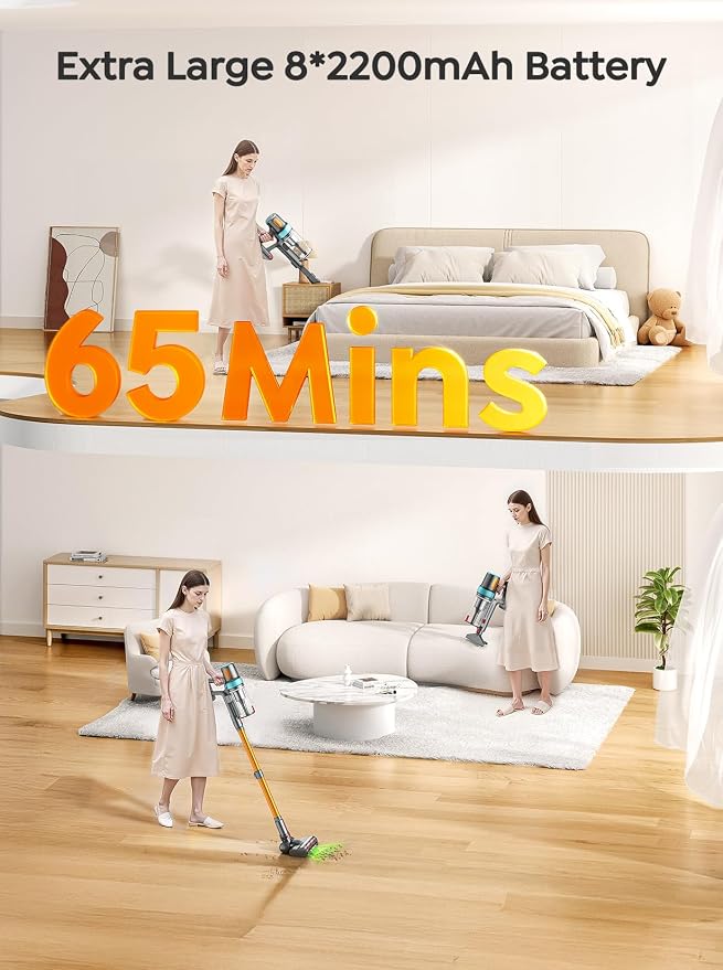 Cordless Vacuum Cleaner, Upgraded 600W 50Kpa 65Mins Vacuum Cleaners - Image 5