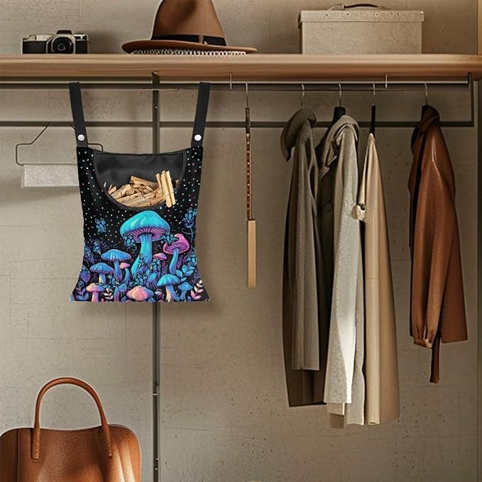 Blue Mushroom Adjustable Door-Hanging Laundry Clothespin Bag Clothespin Storage - Image 5