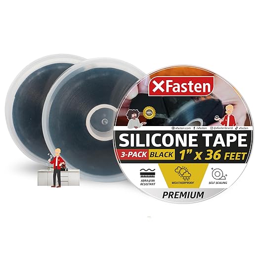 XFasten Self Fusing Silicone Tape Waterproof Black – 1" x 36 Feet, Self by XFasten