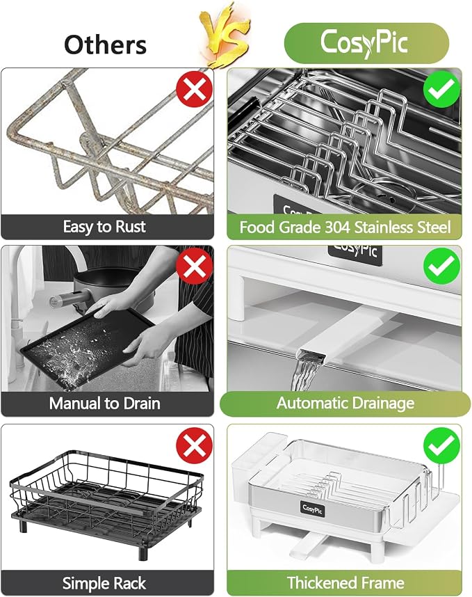 Dish Racks, Thicker Premium 304 Stainless Steel Dish Drying Rack - Image 3