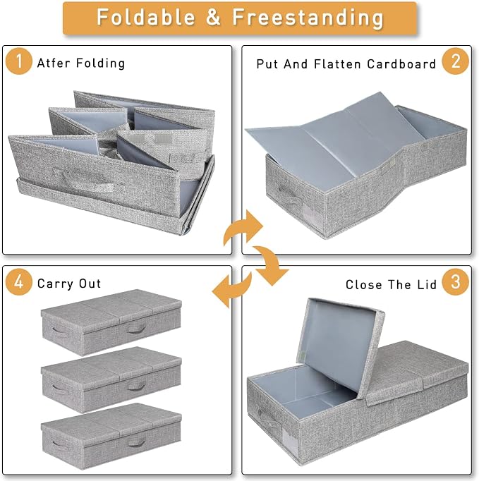 punemi Under Bed Storage Containers, Long Flat Firm Sides Underbed Organization - Image 9