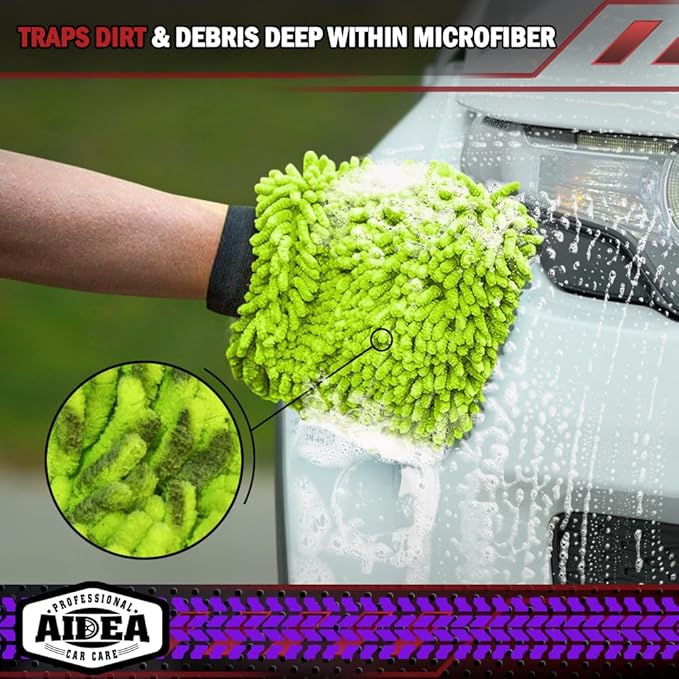 AIDEA Car Wash Mitt Microfiber, 1PK-Scratch-Free& Lint-Free, Premium Chenille - Image 5