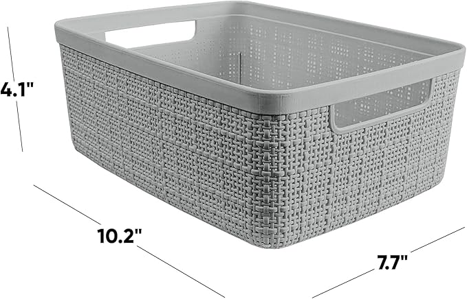 Curver Jute Decorative Plastic Organization and Storage Basket Perfect Bins - Image 2