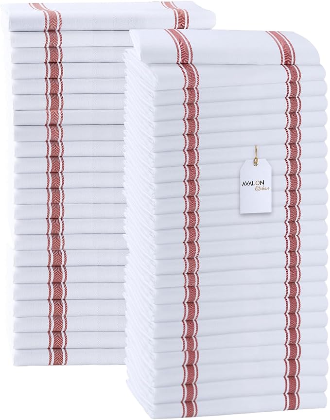 Dish Towels Set Size 15x25 Inch, 100% Cotton Soft & Absorbent Linen Kitchen by Avalon+Kitchen