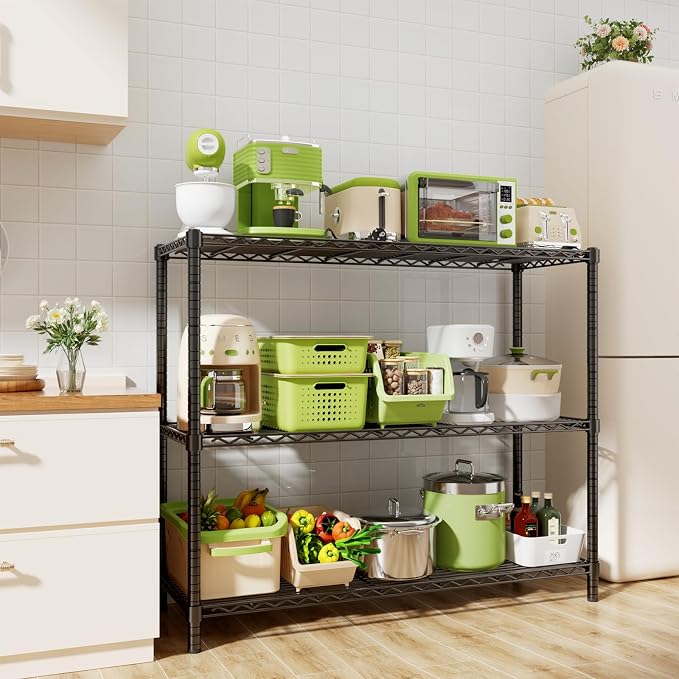 Storage Shelves, 3-Tier Adjustable Metal Industrial Utility Shelf Rack - Image 2