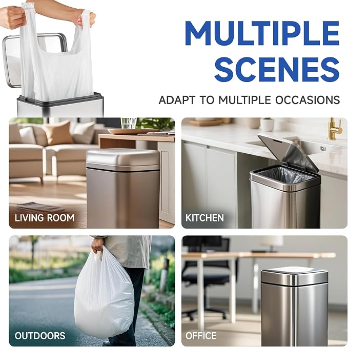 Small Trash Bags with Handles 8 Gallon 160 Count White - Image 8