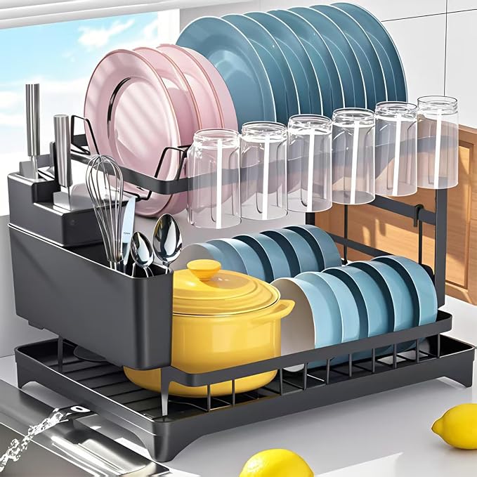 Dish Drying Rack, Stainless Steel Dish Rack, 2-Tier Kitchen Organizers by FAWEGO