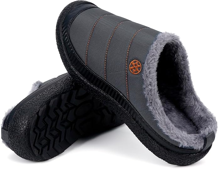 Womens Mens House Slippers Slip on Snow Winter Warm Fully Fur Lined Slippers - Image 5