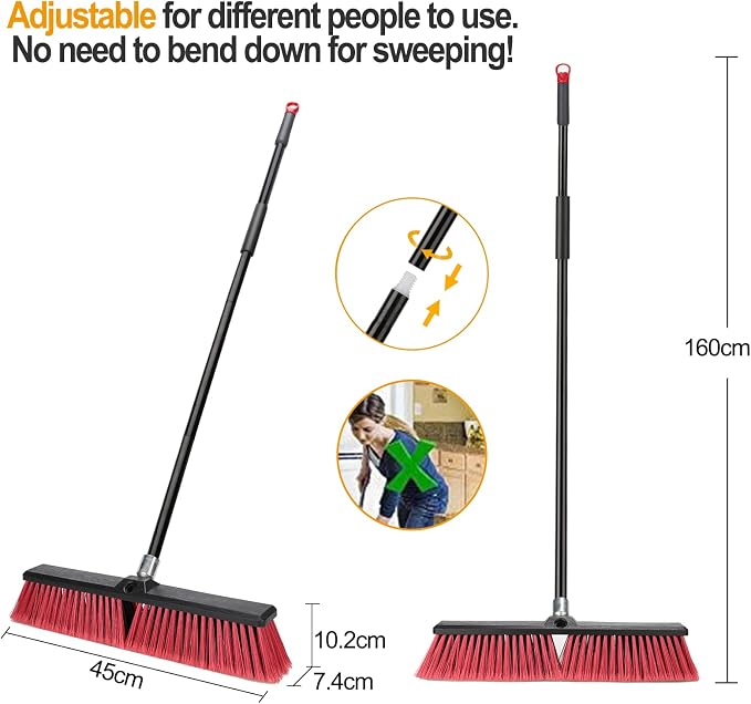 18 inches Push Broom Outdoor Garden Broom - Image 6