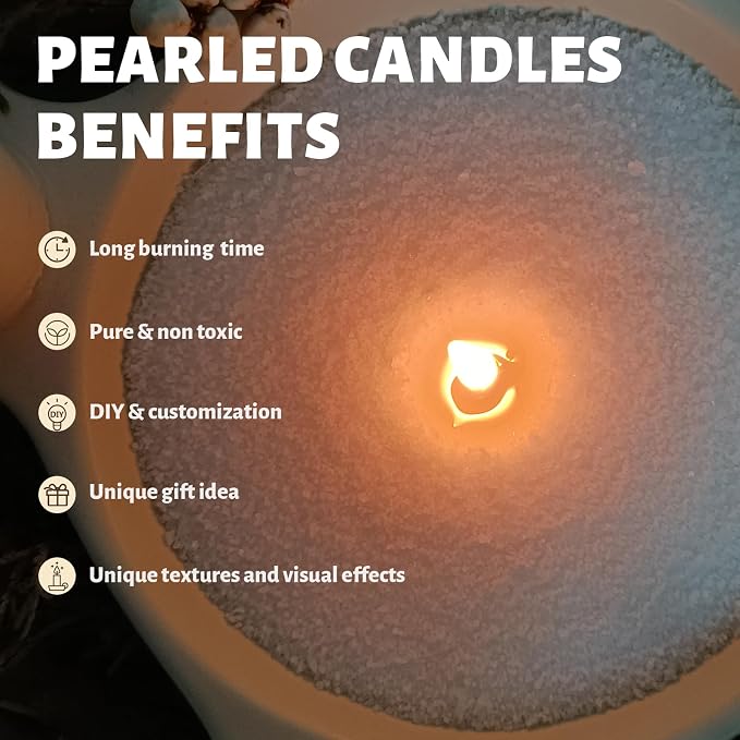 Unscented White Pearled Candle 18oz Luxury Sand Candle Granulated Wax - Image 4