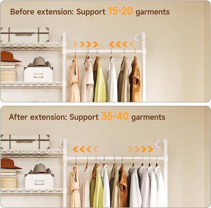 ONBRILL L4 Wall Mounted Industrial Pipe Clothing Rack, Closet Organizer System - Image 4