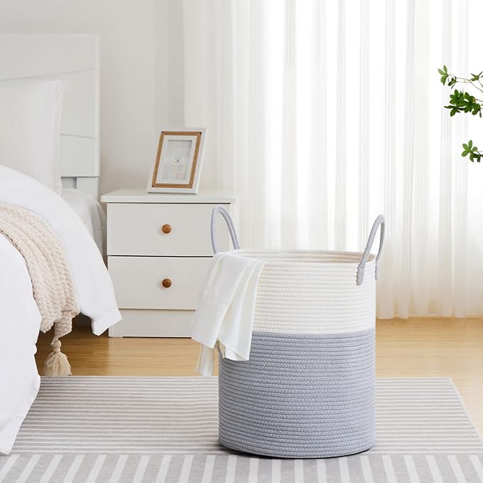 VIPOSCO Large Laundry Hamper, Tall Woven Rope Storage Basket - Image 4