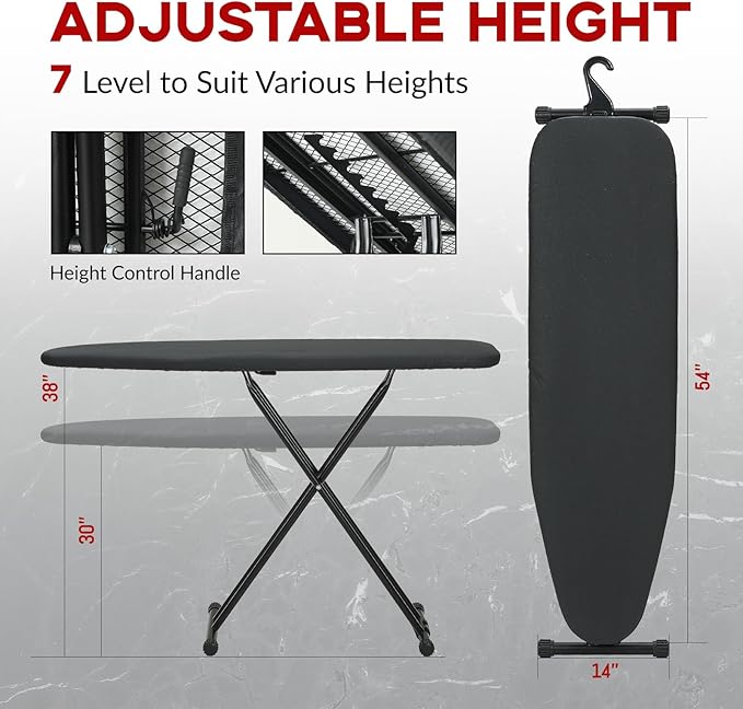 Ironing Board Full Size 53x13, RAINHOL Heavy Duty Iron Board - Image 2