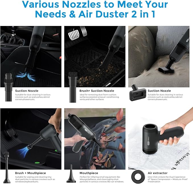 Car Vacuum, 2 Suction Modes, Portable Mini Cordless Cleaner - Image 4