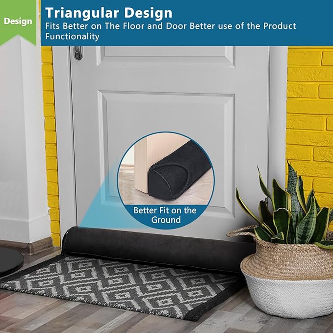 Anze Door Draft Stopper 32 inch Weighted Triangle Draft Stopper Door Air Noise - Image 3